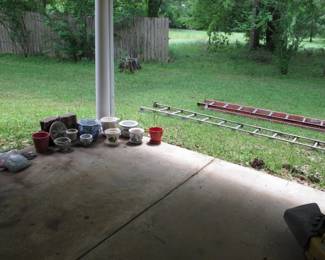 Flower pots and extension ladders