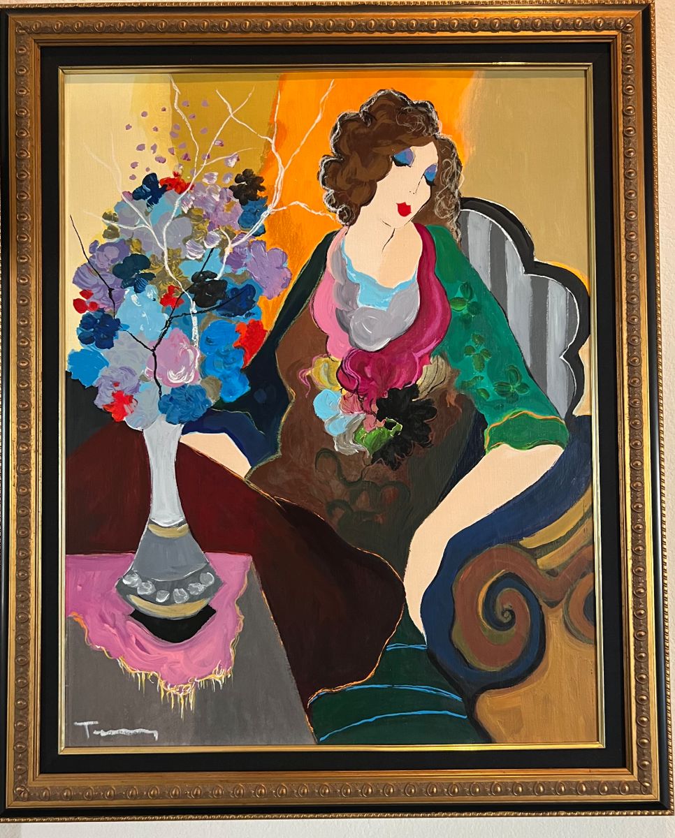 Issac Tarkay: Embellished serigraph on canvas: priced to sell