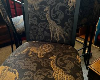 Animal print chairs go with high top table 