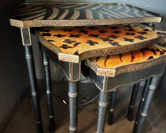 Animal print stacking tables 