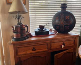 Decorative items and Mexican rustic buffet 