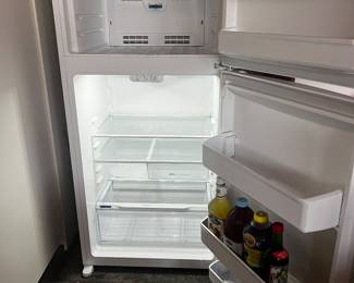 Clean fridge located in the garage 