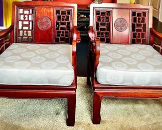 Chinese hardwood arm chairs