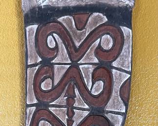 Asmat (New Guinea tribe) shield with praying mantis imagery