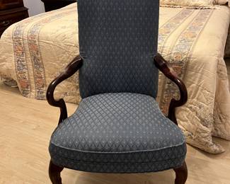 Blue Chair with wooden arms