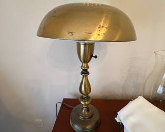 VINTAGE LAMP. BRASS & GLASS