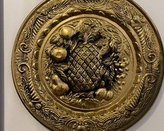 Wall Decor- Vintage brass wall plate 14"- England