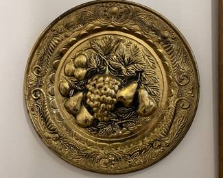 Wall Decor- Vintage brass wall plate 14"- England
