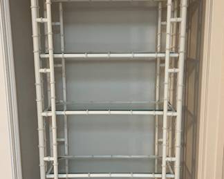 Beautiful White Rattan Shelf with Glass Shelves