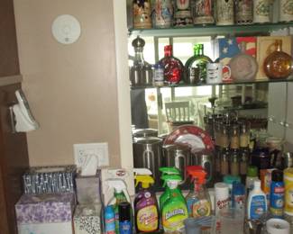 Steins and cleaning supplies