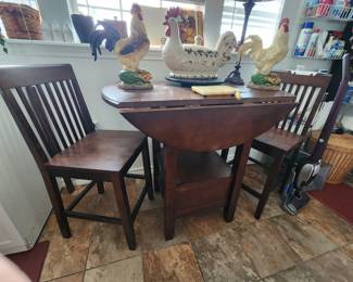Cute Round kitchen Table with Drop Leaves and 2 Chairs - Start of the Chicken Collection 
