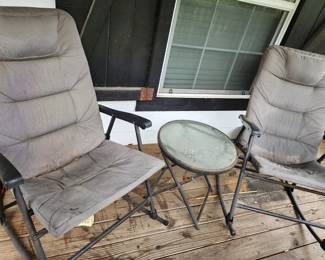2 Outdoor Rocking Chairs - Side Table