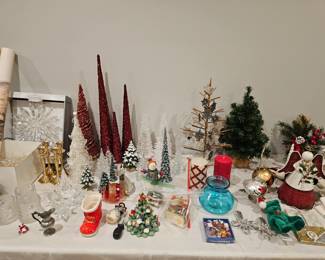 Christmas decor and many Christmas trees