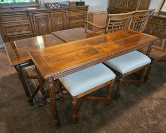 Drexel Heritage side tables, coffee table and sofa table with benches