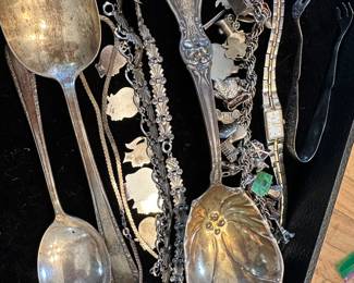 Sterling silver spoons and jewelry 