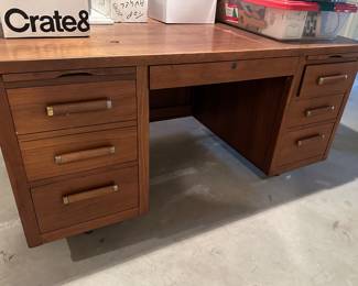 Vintage large solid wood desk from Ford offices mid century style, great condition
