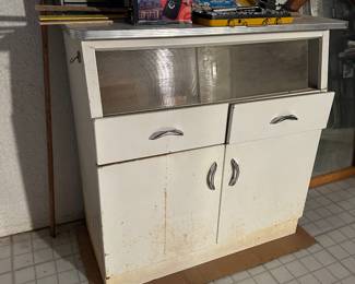 freestanding vintage cabinet with sliding plexiglass 