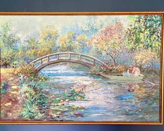 "Arched Bridge" Oil on Canvas, Signed Robert Lui