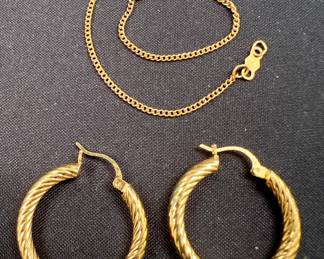 14K Bracelet & Earrings