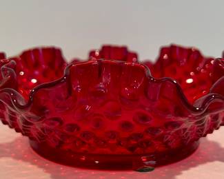 Vintage Cranberry Fenton Glass Dish