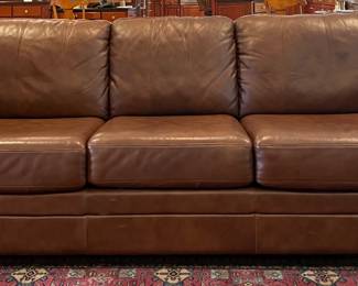 Ethan Allen Rolled Arm Leather Sofa
