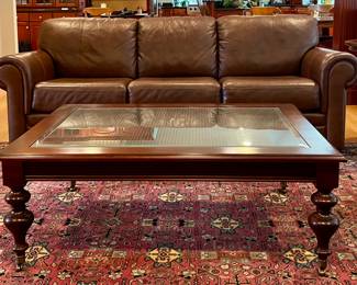 Ethan Allen Coffee Table with Brass Casters