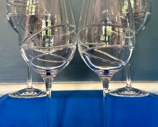 (4) Waterford Ballet Ribbon Wine Glasses
