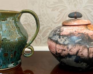 Studio Pottery Pitcher & Lidded Vessel