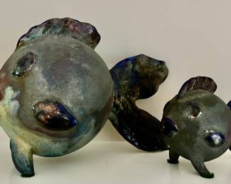 (2) Art Pottery Fish