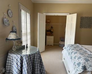 Blue and white bedroom