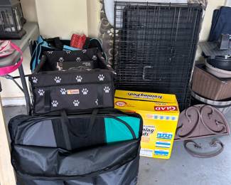 Dog crate and supplies 