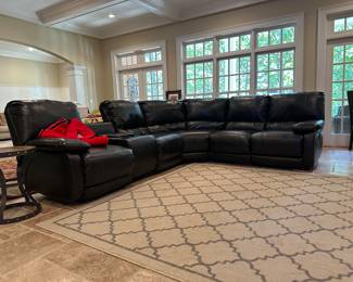 Leather power reclining sectional sofa