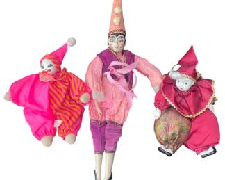 3 Porcelain Jester Dolls