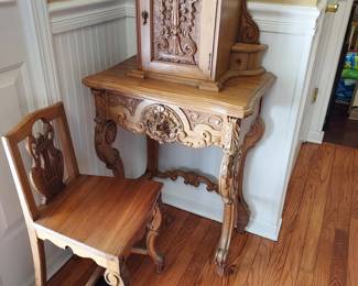 Little old telephone desk and chair