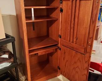 Great working desk and storage... folds into a cabinet.