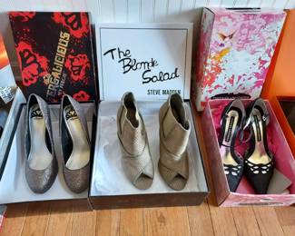 Fergie, Steve Madden, Chinese Kitchen on the right. All barely worn