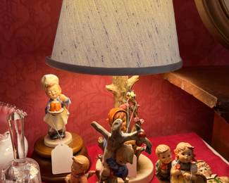 COLLECTION OF HUMMEL FIGURINES AND LAMPS AS WELL