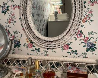 VINTAGE WICKER MIRROR