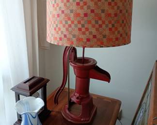 Vintage pump table lamp,  marked Rockford, Illinois 