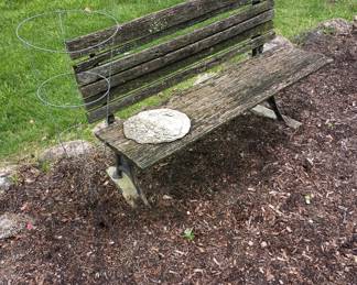 Distressed garden bench