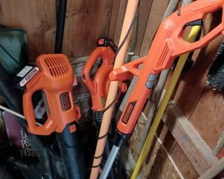 Cordless weed Wacker, and blower 
All work with rechargers