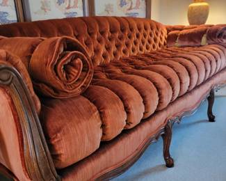 Victorian Red Velvet Chesterfield sofa
