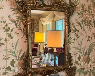 Beautiful vintage gold gilt mirror, one of a pair