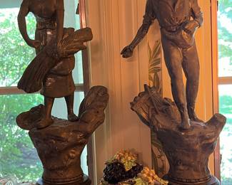 Beautiful antique spelter statues