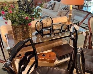 Brass and glass console table