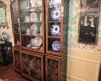 Gorgeous vintage Chinese motif breakfront