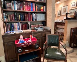 Books and Radio Flyer wagon