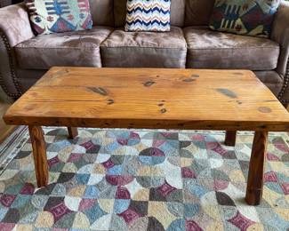 Handmade Pine coffee table and rug still available. Sofa sold.