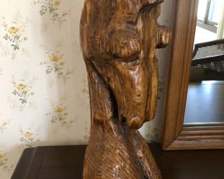 MCM wood carved horse head