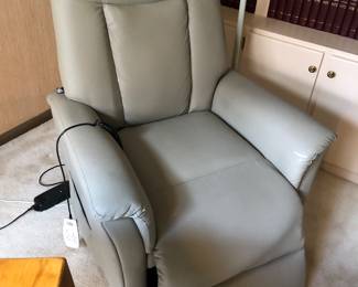 faux gray leather recliner 